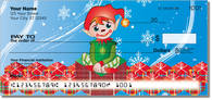 These holiday personal checks feature Santa's staff! Click to see a cute Christmas elf design!