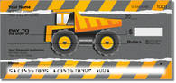 The big vehicles that get the job done are featured on these cool construction checks.