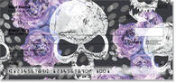 Click to take a look at cute checks featuring fun illustrations of lady skulls on a pink background.