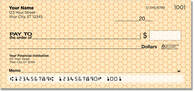 Click to see the honeybee's handiwork on this original and orange personal check design!