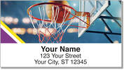 Purple & Gold Basketball Address Labels