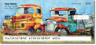 Enjoy the beauty of these rusty trucks on our personal checks by artist Suzy 