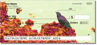 Colorful interpretations of a crow on his perch make an artistic personal check choice for birdwatchers.