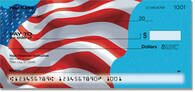 This patriotic and inspirational check design features the U.S. flag blowing in the breeze.