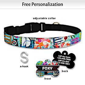 Nikki Chu's African Abstracts Pet Collar and Tag Set