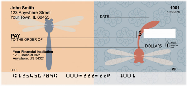 Retro Dragonflies Personal Checks