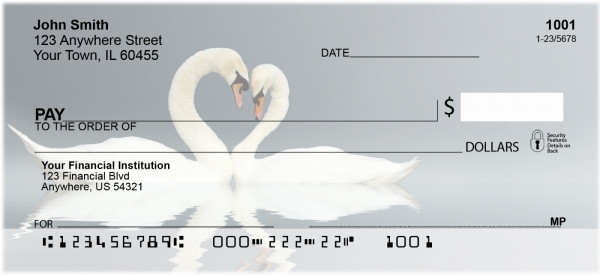 Heart Swans Personal Checks