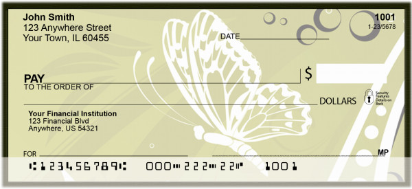 Butterflies On Green Personal Checks