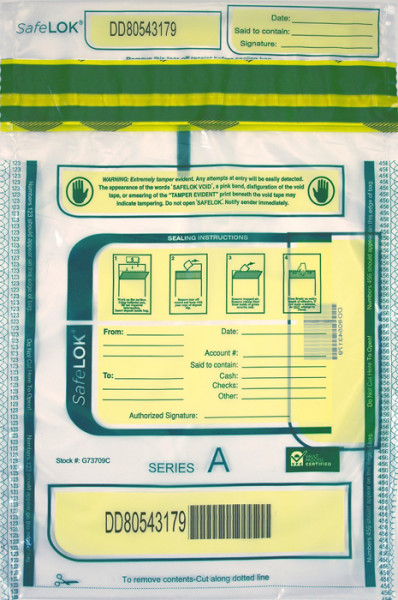 Clear SafeLok Deposit Bag, 9'' X 12''