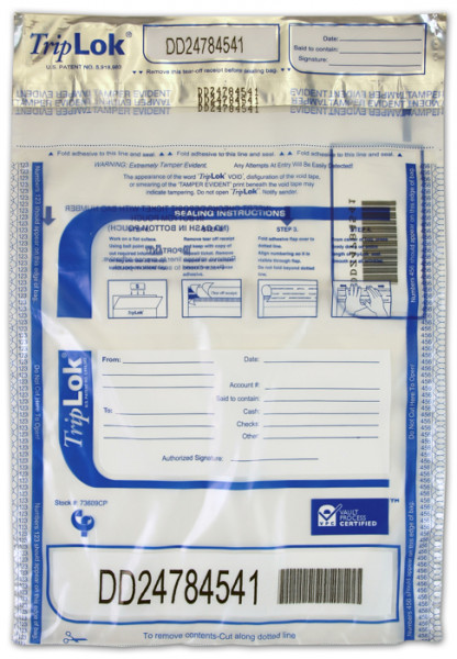 Clear TripLok Deposit Bag with Pocket, 9'' X 12''