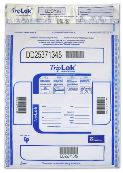 Clear TripLok Deposit Bag, 12'' X 16''
