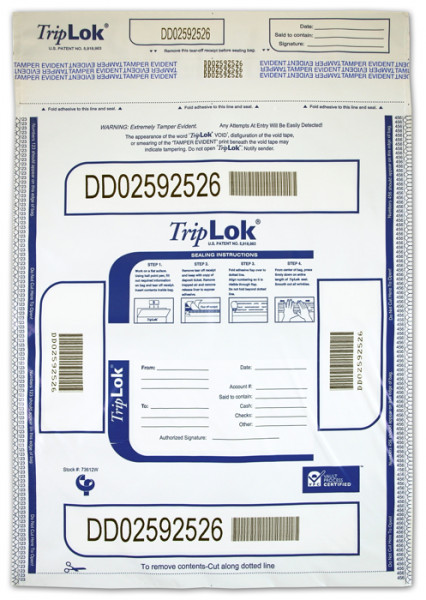 White TripLok Deposit Bag, 12'' X 16''