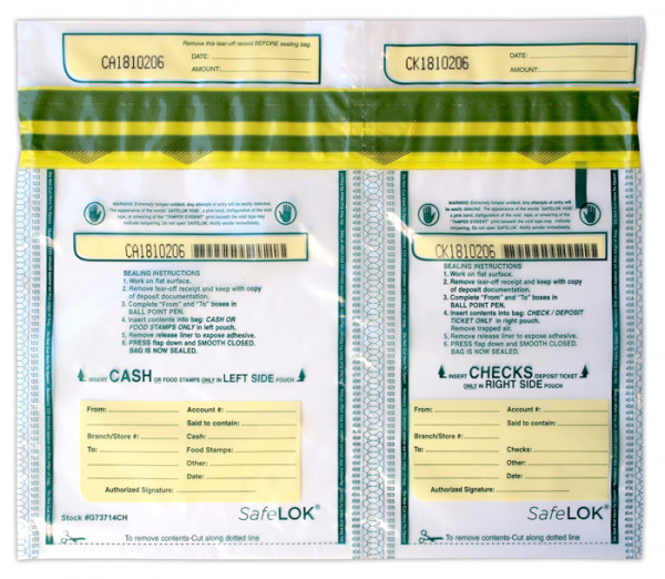 Horizontal Twin SafeLok Deposit Bag, 13.5'' X 10''