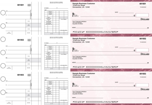 Burgundy Marble Disbursement Payroll Business Checks
