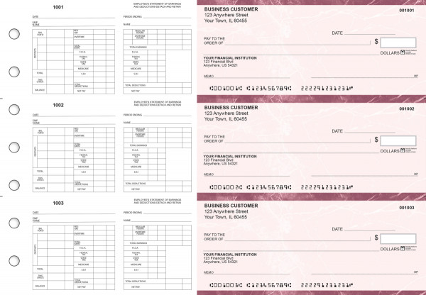 Burgundy Marble Multi-Purpose Hourly Voucher Business Checks