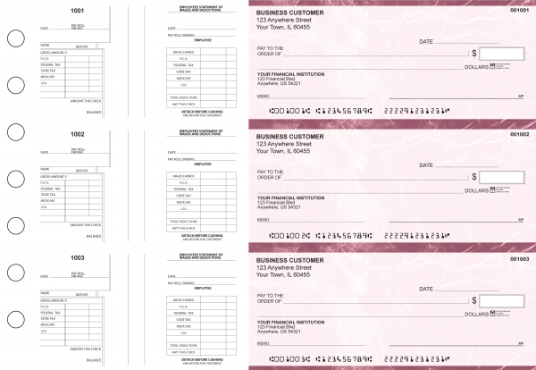 Burgundy Marble Multi-Purpose Salary Voucher Business Checks