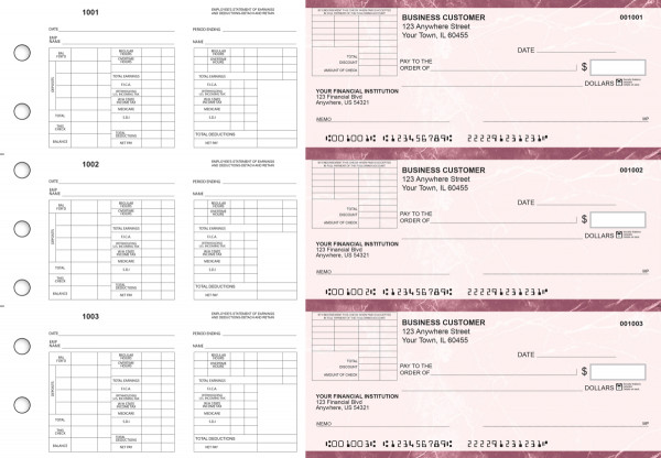 Burgundy Marble Multi-Purpose Corner Voucher Business Checks