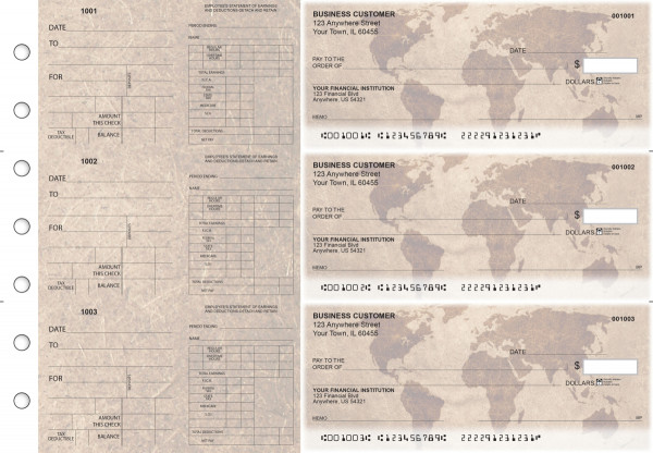 World Map Dual Purpose Voucher Business Checks