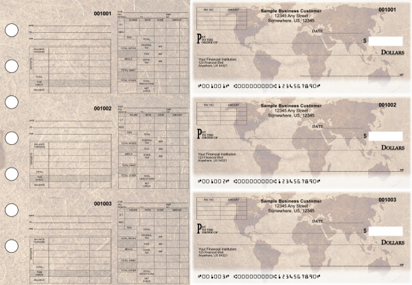 World Map Multipurpose Invoice Payroll Designer Business Checks