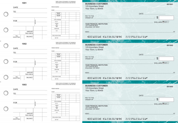 Teal Marble Dual Purpose Voucher Business Checks