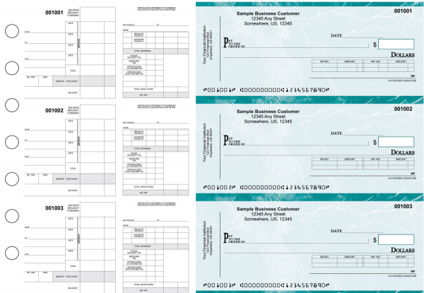 Teal Marble Itemized Disbursement Payroll Business Checks