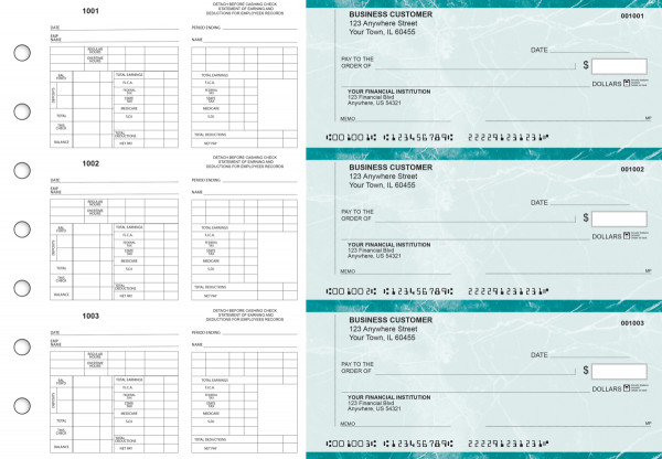 Teal Marble Multi-Purpose Counter Signature Business Checks