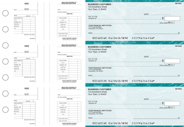 Teal Marble Multi-Purpose Salary Voucher Business Checks
