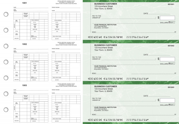 Green Marble Multi-Purpose Counter Signature Business Checks