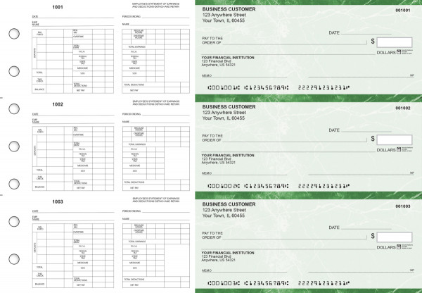 Green Marble Multi-Purpose Hourly Voucher Business Checks