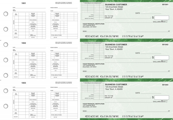 Green Marble Multi-Purpose Corner Voucher Business Checks