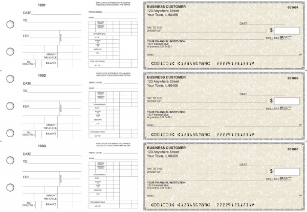 Tan Parchment Dual Purpose Voucher Business Checks