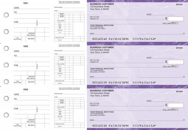 Purple Marble Dual Purpose Voucher Business Checks