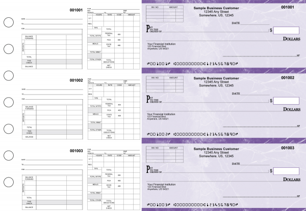 Purple Marble Multipurpose Invoice Payroll Business Checks