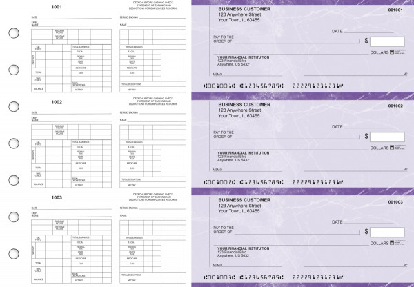 Purple Marble Multi-Purpose Counter Signature Business Checks