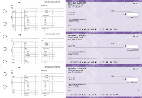 Purple Marble Multi-Purpose Hourly Voucher Business Checks