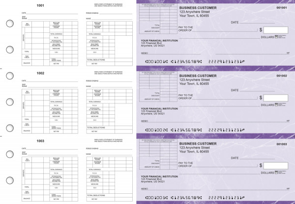 Purple Marble Multi-Purpose Corner Voucher Business Checks