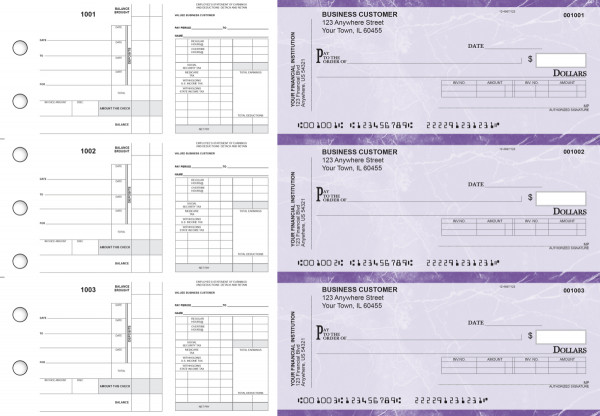Purple Marble Payroll Invoice Business Checks