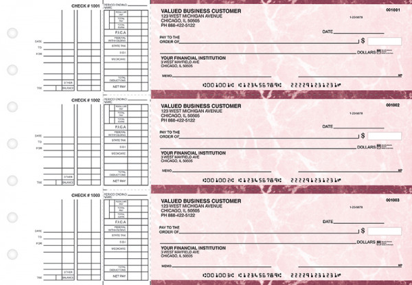 Burgundy Marble Multi Purpose Business Checks