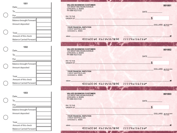 Burgundy Marble General Business Checks