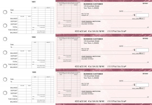 Burgundy Marble General Itemized Invoice Business Checks