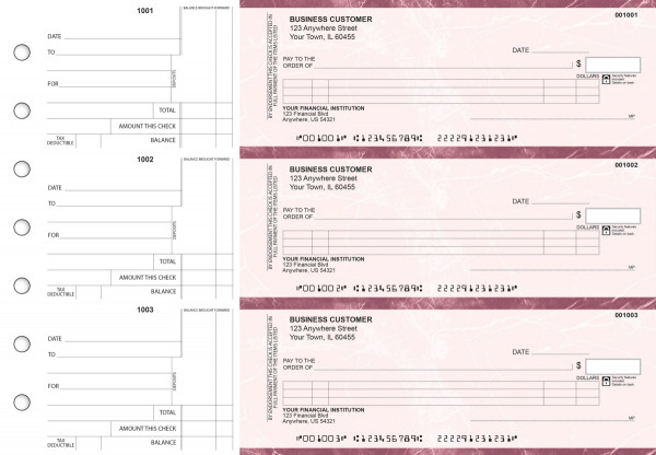 Burgundy Marble Itemized Counter Signature Business Checks