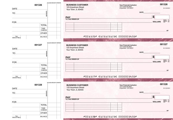 Burgundy Marble Itemized Payment Business Checks