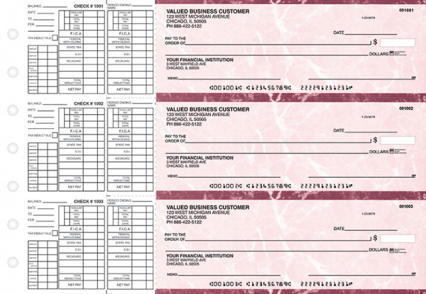 Burgundy Marble Payroll Business Checks
