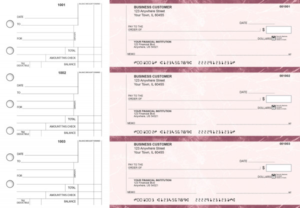 Burgundy Marble Standard Counter Signature Business Checks