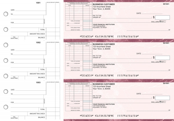 Burgundy Marble Standard Itemized Invoice Business Checks