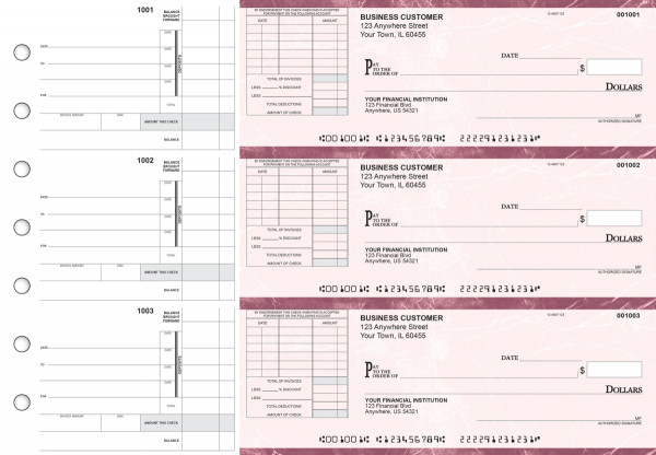 Burgundy Marble Itemized Invoice Business Checks