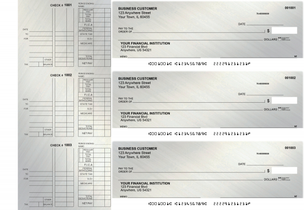 Brushed Metal Multi Purpose Designer Business Checks