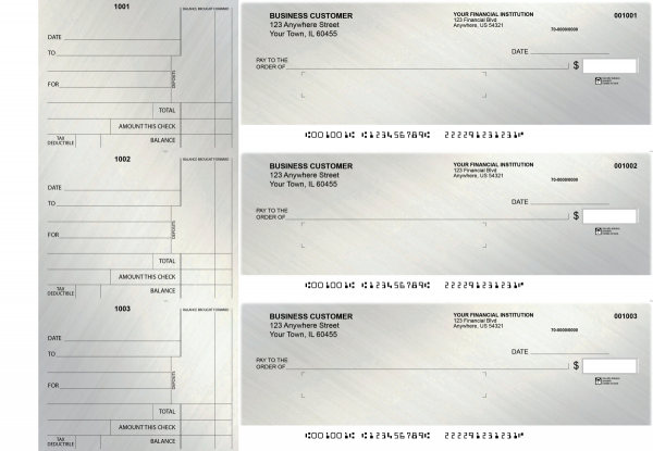 Brushed Metal Standard Mailer Business Checks