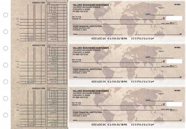 World Map Multi Purpose Designer Business Checks