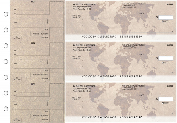 World Map Standard Mailer Business Checks